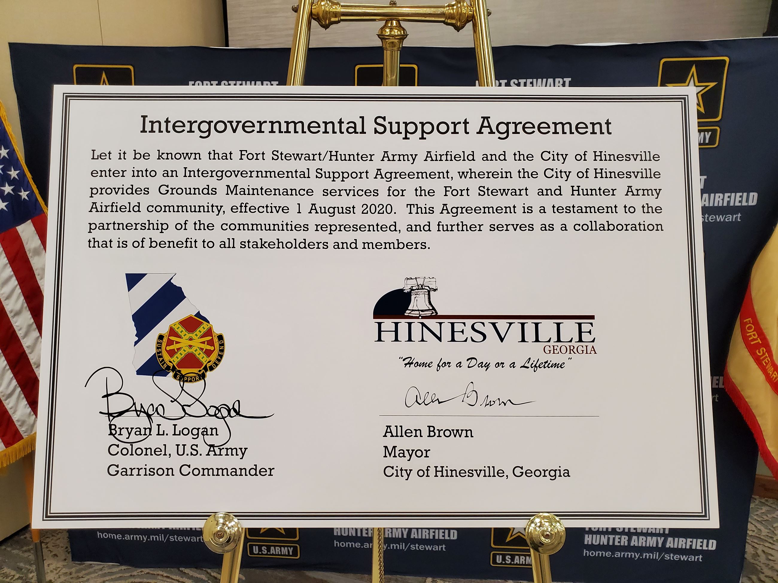 Signed Copy of the City and Fort Stewart's Intergovernmental Support Agreement (IGSA) for grounds