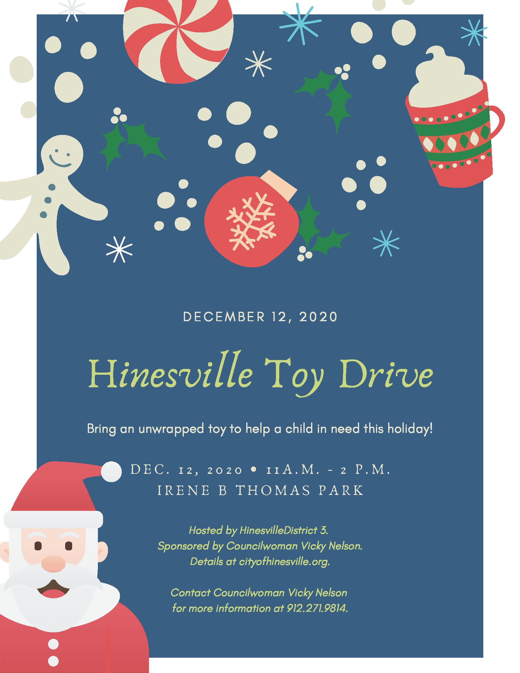 2020 Hinesville Toy Drive Flyer; details at cityofhinesville.org