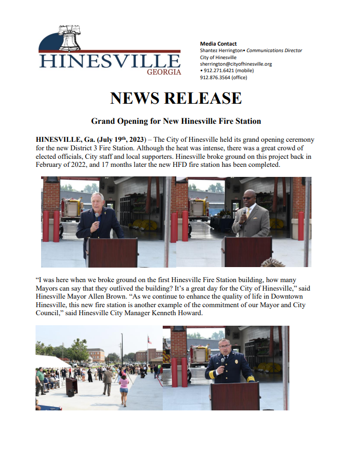 2023 New HFD Fire Station PR cover