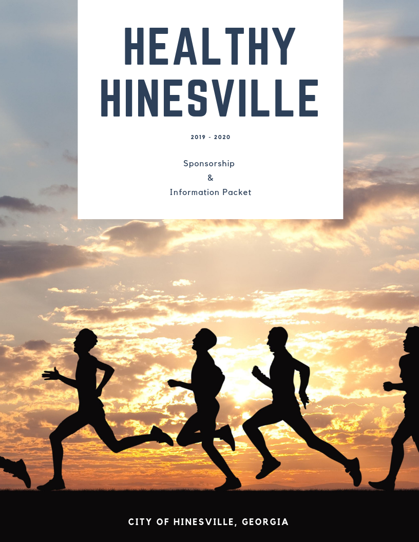 Cover of the 2019 - 2020 Healthy Hinesville Sponsorship Packet - gives info about sponsoring the cam